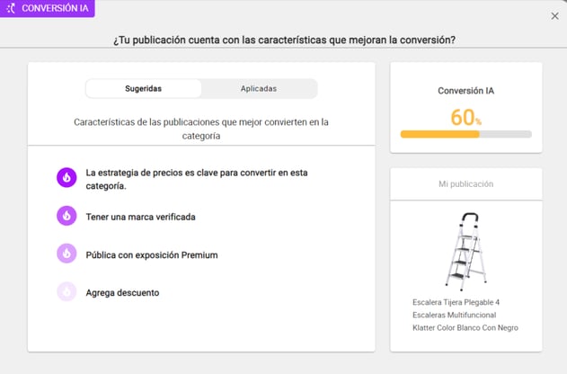 Índice de Conversión IA de Nubimetrics