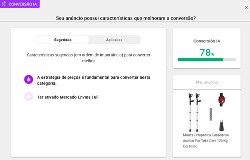 Análise IA da conversão de anúncio na Nubimetrics