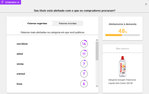 Análise IA da demanda de anúncio na Nubimetrics