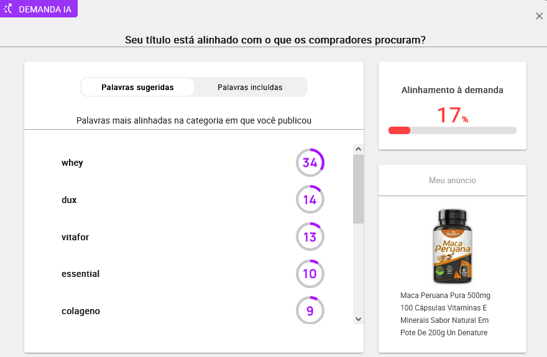 Análise IA da demanda de anúncio na Nubimetrics