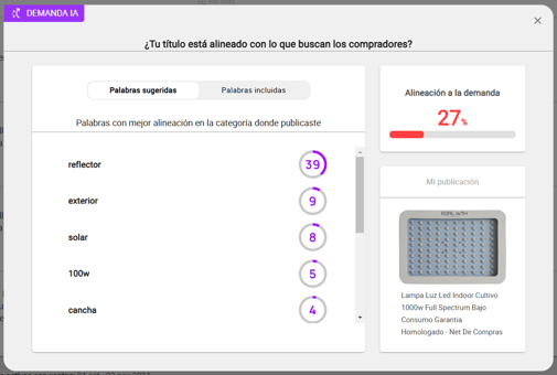 Análisis de alineación a la demanda en Nubimetrics