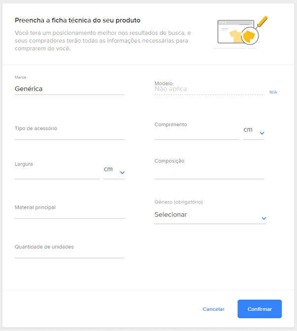 Anunciar - preencher ficha técnica