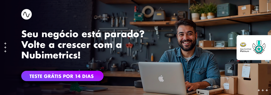 Banner de teste grátis de 14 dias da Nubimetrics