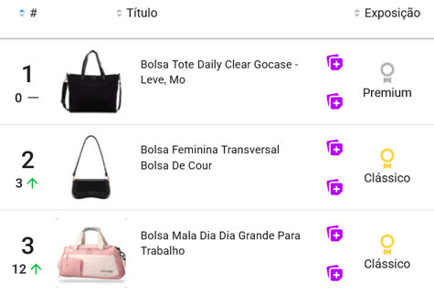 Bolsas mais vendidas no Mercado Livre