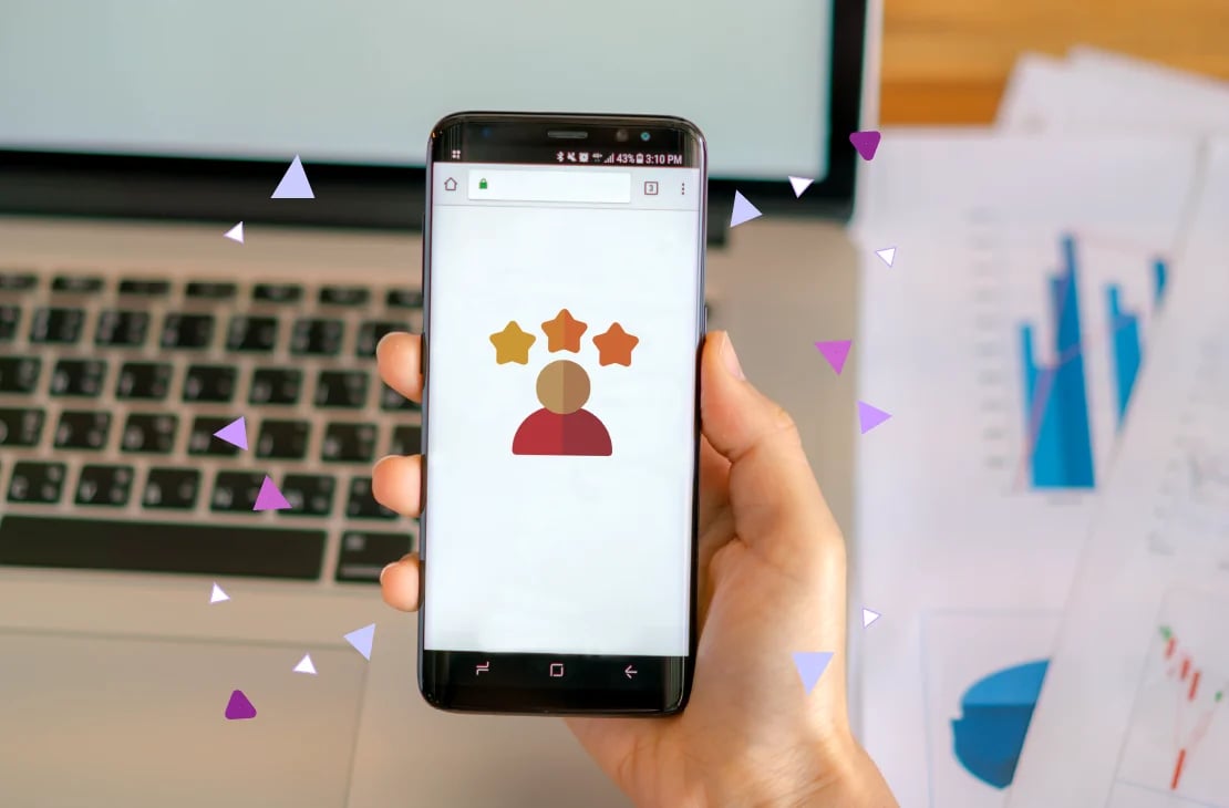 Celular que representa con estrellas la reputación en Mercado Libre