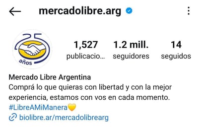 Cuenta oficial de Mercado Libre en Instagram