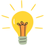 Ícone de lâmpada acessa representando insights, dica, ideia