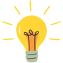 Ícone de lâmpada acessa representando insights, dica, ideia