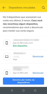 Dispositivos vinculados à conta
