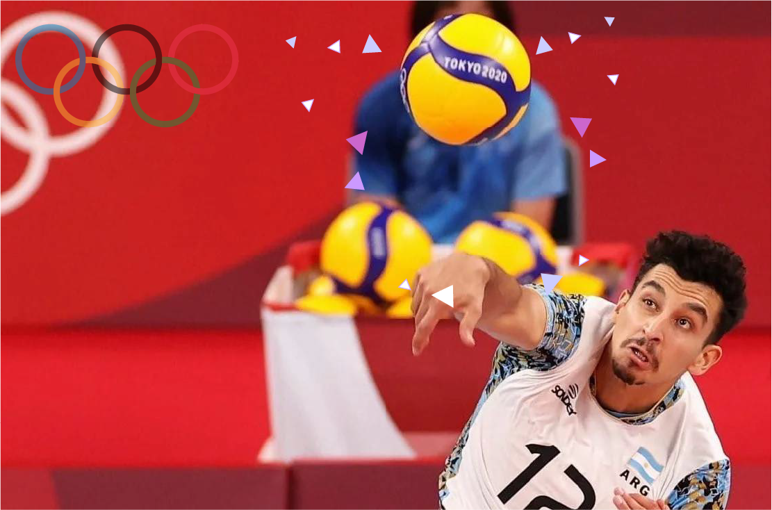 Persona jugando al voley con pelota en los Juegos Olímpicos de Tokio