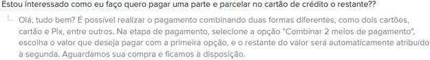 Exemplo de pergunta propositiva deixada em um anúncio do Mercado Livre