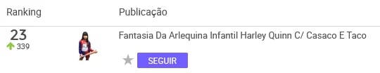 Fantasia mais vendida no Mercado Livre