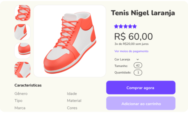 Ilustração de um anúncio no Mercado Livre