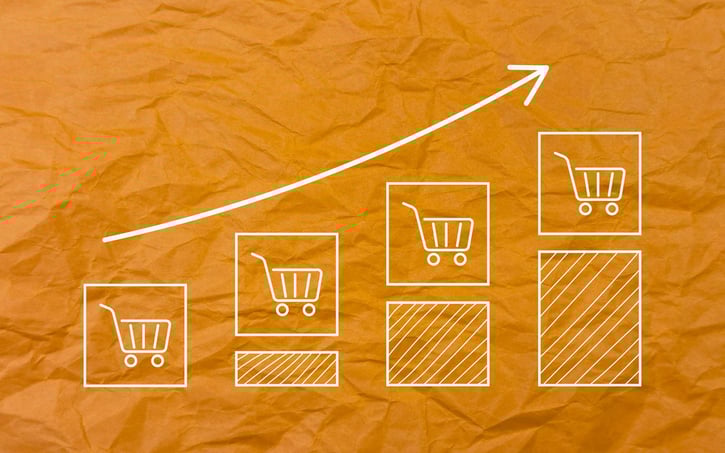 Imagem de crescimento de vendas explicando a importância do tamanho de mercado no e-commerce