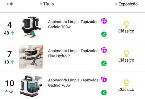 Imagen del ranking de aspiradoras más vendidas en Mercado Libre Argentina