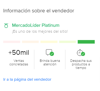 Información sobre la reputación de un vendedor en Mercado Libre