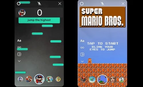 Jogos interativos de Super Mario Bros no Instagram