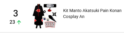 Kit de cosplay mais vendido no Mercado Livre