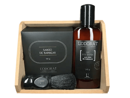 Kit de produtos para barba com sabão de barbear, pincel e gel pós barba