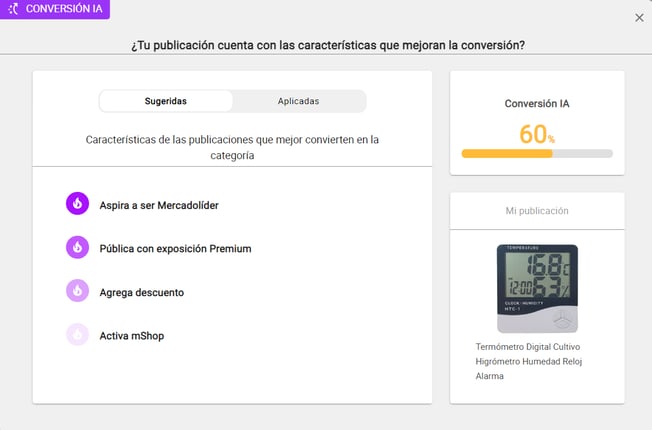 La IA aporta información y sugerencias para mejorar la conversión