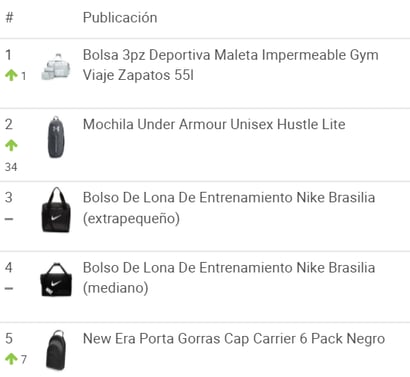 Ranking bolsas deportivas para vender más cuesta enero