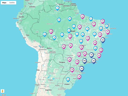 Mapa de compradores de um negócio no Mercado Livre