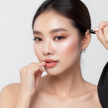 Modelo usando tendência de maquiagem coreana - glass skin