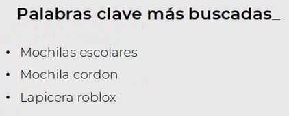 Palabras más buscadas del nicho Mochilas en México