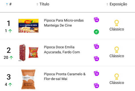 Pipocas mais vendidas no Mercado Livre