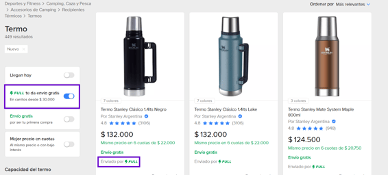 Productos con Envíos Full en Mercado Libre Argentina