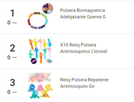 Pulseras más vendidas en Mercado Libre Argentina