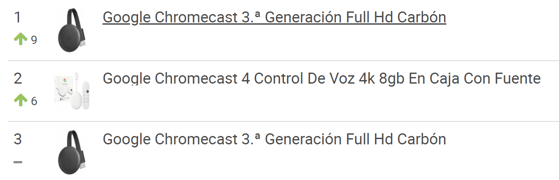 Ranking de los productos más vendidos de la categoría Media Streaming en Mercado Libre.