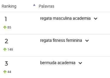 Ranking de produtos mais procurados na categoria Moda Fitness, em janeiro de 2022, no Mercado Livre