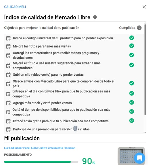 Recomendaciones para alinearse al índice de calidad de Mercado Libre