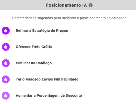 Sugestões IA da subcategoria Etiquetas e rótulos na Nubimetrics