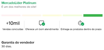 Termômetro de reputação de um vendedor no Mercado Livre