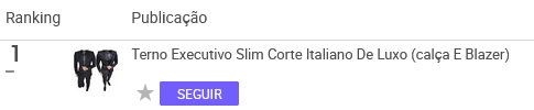 Terno mais vendido no Mercado Livre