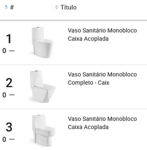 Vasos sanitários mais vendidos no Mercado Livre