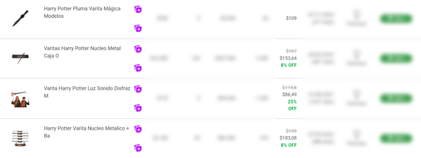 Vista de la búsqueda de varitas en el Explorador de Publicaciones de Nubimetrics