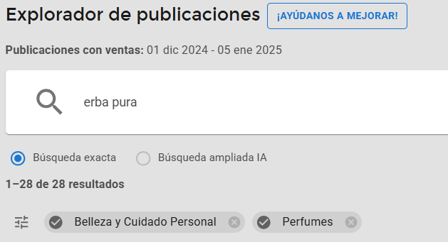 Vista del Explorador de Publicaciones de Nubimetrics -