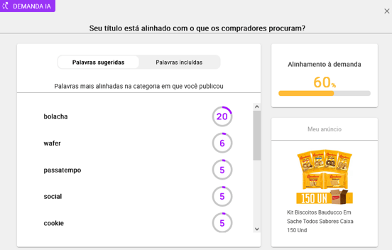 Visualização IA da demanda de um produto na Nubimetrics